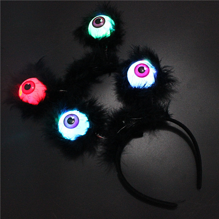 Halloween Decorations Clothing Prop Party Headdress Eye Luminous Flash Black Ghost Festival Supplies Eye Headband
