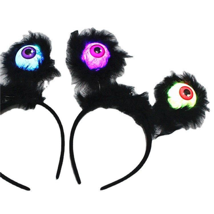 Halloween Decorations Clothing Prop Party Headdress Eye Luminous Flash Black Ghost Festival Supplies Eye Headband