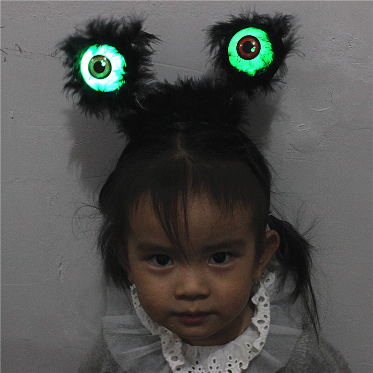 Halloween Decorations Clothing Prop Party Headdress Eye Luminous Flash Black Ghost Festival Supplies Eye Headband