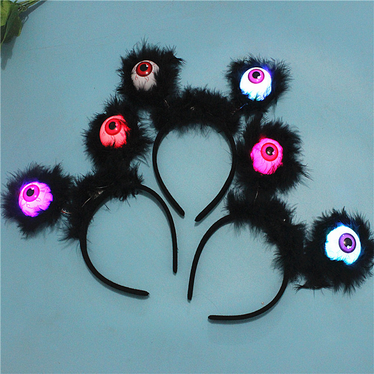 Halloween Decorations Clothing Prop Party Headdress Eye Luminous Flash Black Ghost Festival Supplies Eye Headband