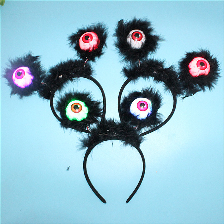 Halloween Decorations Clothing Prop Party Headdress Eye Luminous Flash Black Ghost Festival Supplies Eye Headband