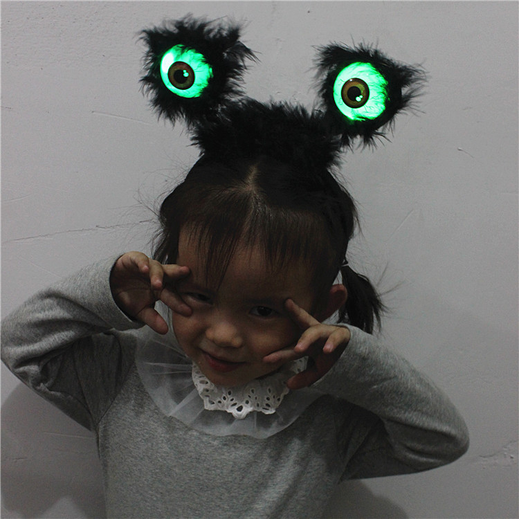 Halloween Decorations Clothing Prop Party Headdress Eye Luminous Flash Black Ghost Festival Supplies Eye Headband