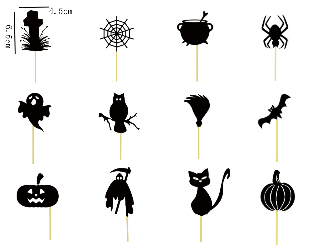 New Halloween Halloween Cake Decorative Planting Flags Witch Bat Skull Paper Cup Baking Decoration Supplies