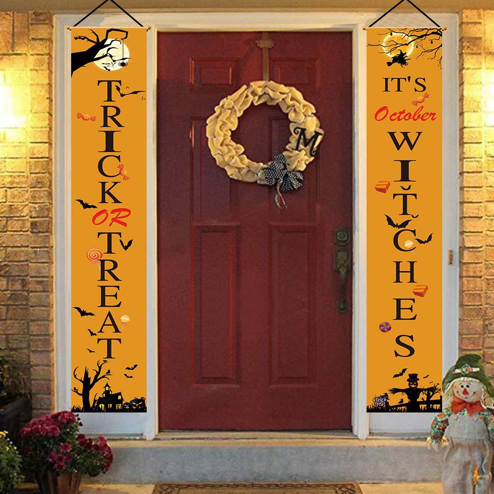 Halloween couplets door curtain decoration ghost festival couplets outdoor door decoration scene layout supplies bar haunted house hanging flags
