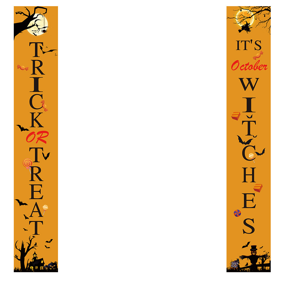 Halloween couplets door curtain decoration ghost festival couplets outdoor door decoration scene layout supplies bar haunted house hanging flags Halloween couplets door curtain decoration ghost festival couplets outdoor door decoration scene layout supplies bar haunted house hanging flags
