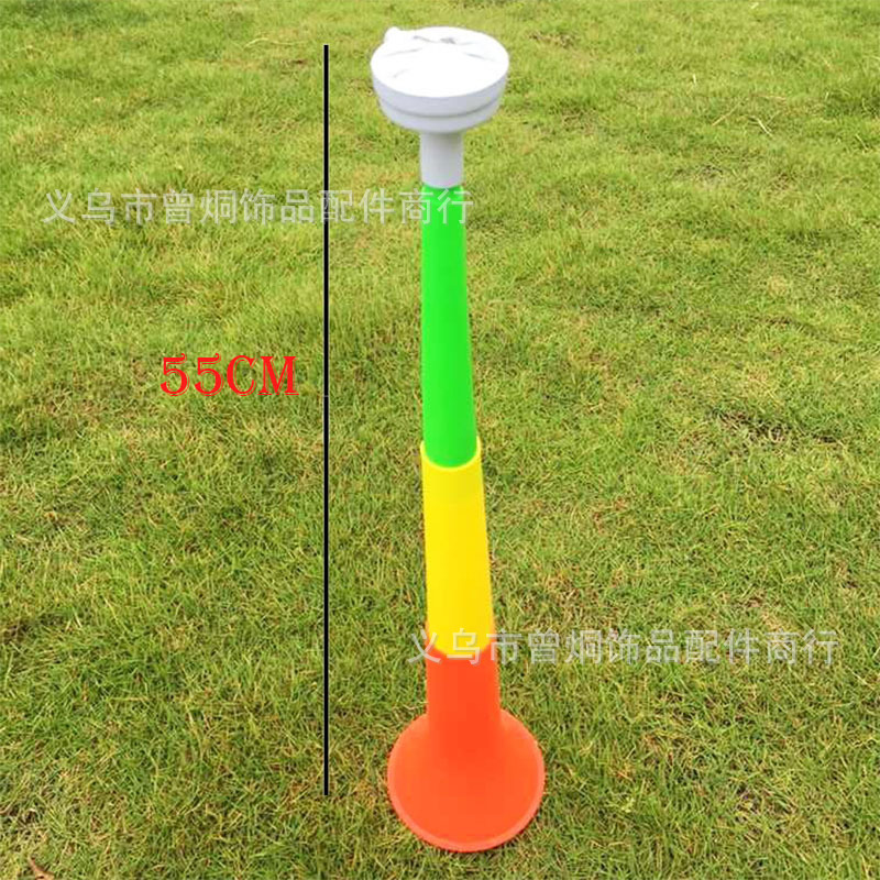 The large three-section loudspeaker is a plastic trumpet - prop.