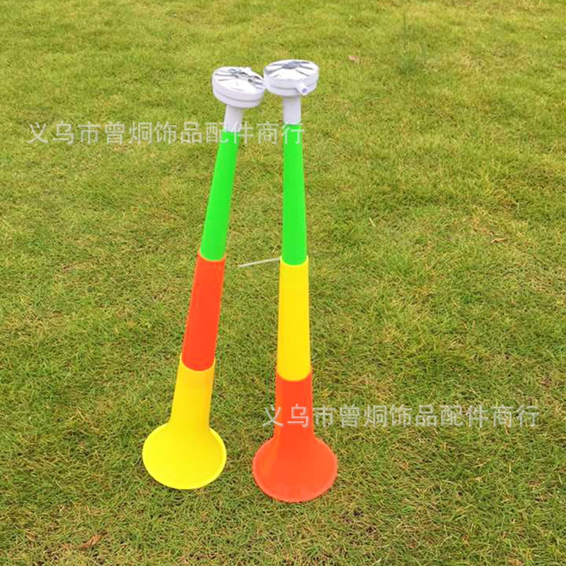 The large three-section loudspeaker is a plastic trumpet - prop. The large three-section loudspeaker is a plastic trumpet - prop.