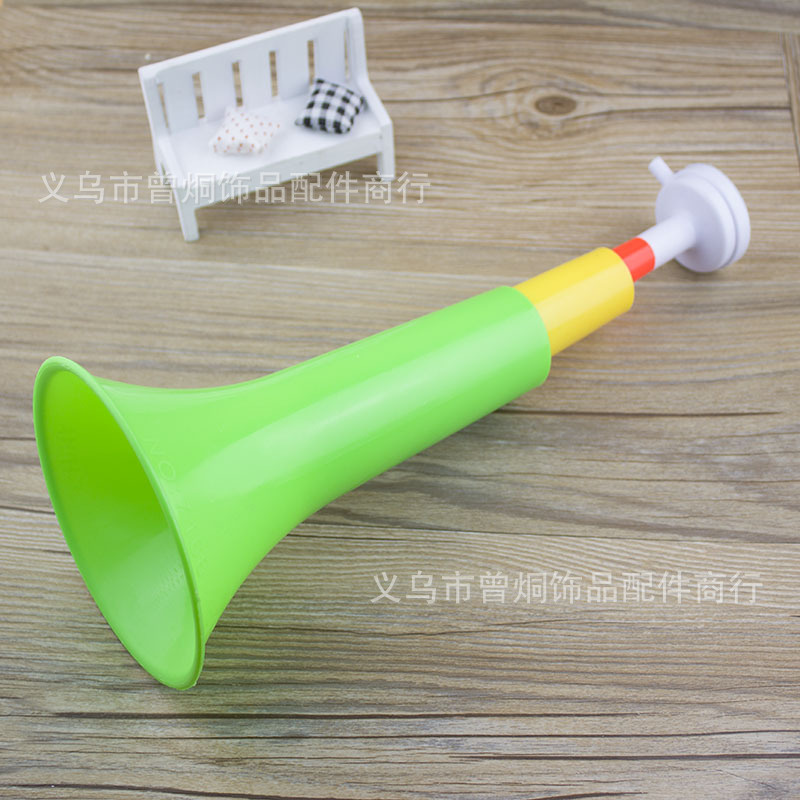 The large three-section loudspeaker is a plastic trumpet - prop. The large three-section loudspeaker is a plastic trumpet - prop.