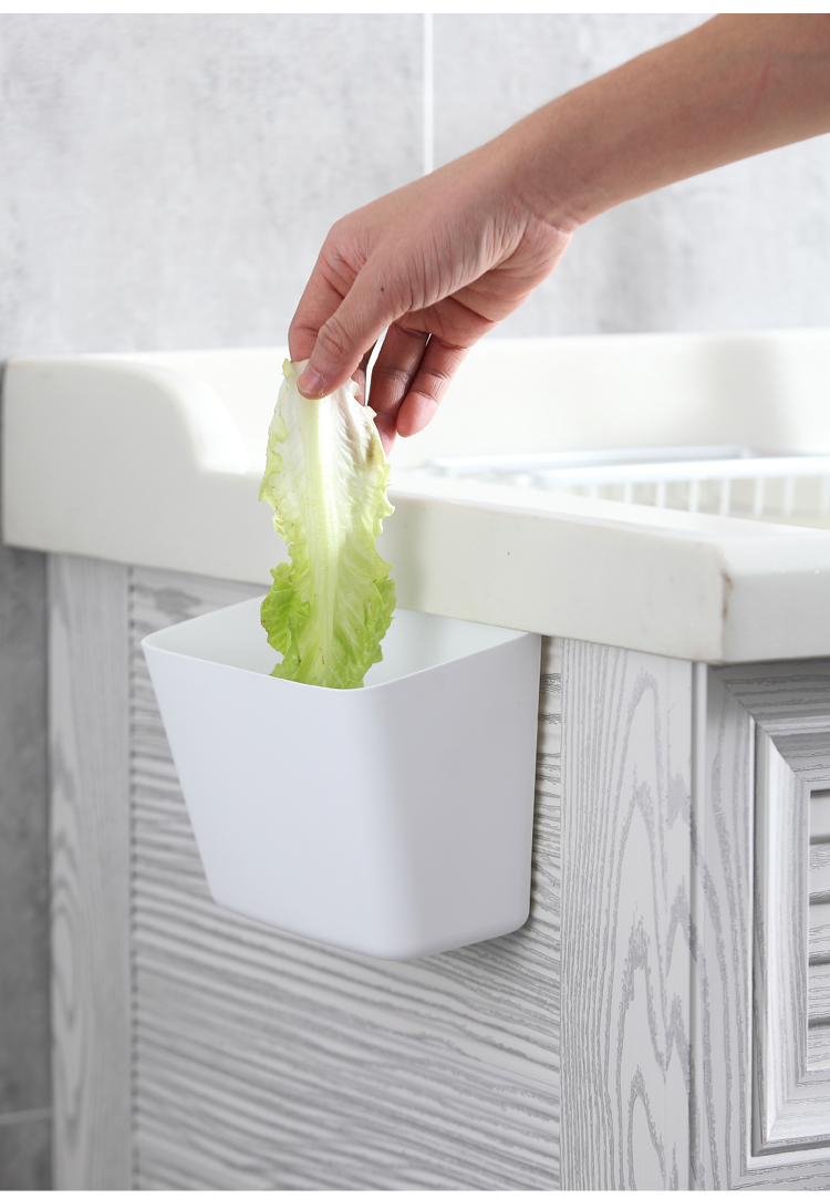 Kitchen Home Wall-Mounted Plastic Trumpet Trash Can Cabinet Door Household Hanging Garbage Hanging Desktop Storage Box
