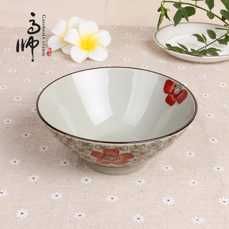 7-Inch Trumpet Bowl Noodle Bowl Spot Supply Overglazed Color Figure Flower Tableware round Bowl Wholesale Factory Direct Sales 7-Inch Trumpet Bowl Noodle Bowl Spot Supply Overglazed Color Figure Flower Tableware round Bowl Wholesale Factory Direct Sales