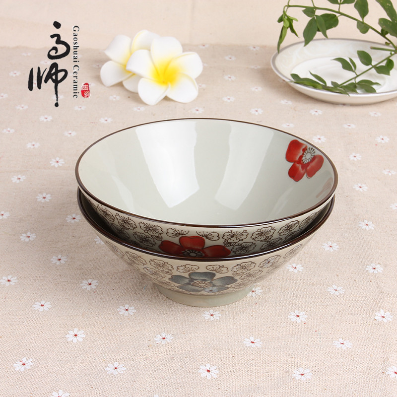 7-Inch Trumpet Bowl Noodle Bowl Spot Supply Overglazed Color Figure Flower Tableware round Bowl Wholesale Factory Direct Sales 7-Inch Trumpet Bowl Noodle Bowl Spot Supply Overglazed Color Figure Flower Tableware round Bowl Wholesale Factory Direct Sales