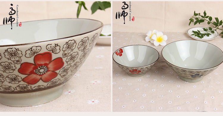 7-Inch Trumpet Bowl Noodle Bowl Spot Supply Overglazed Color Figure Flower Tableware round Bowl Wholesale Factory Direct Sales 7-Inch Trumpet Bowl Noodle Bowl Spot Supply Overglazed Color Figure Flower Tableware round Bowl Wholesale Factory Direct Sales