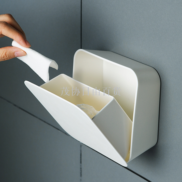 Creative cotton swab storage box Multi-function wall-mounted clamshell dustproof bathroom finishing box plastic trumpet