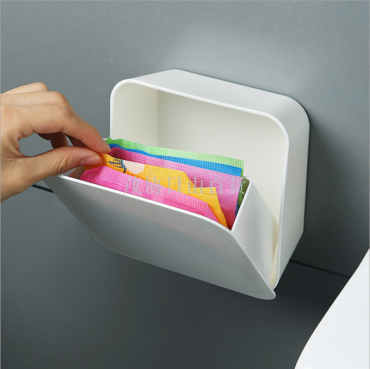 Creative cotton swab storage box Multi-function wall-mounted clamshell dustproof bathroom finishing box plastic trumpet