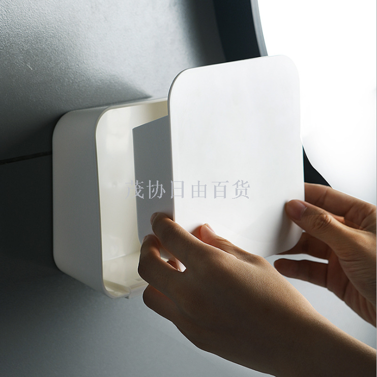 Creative cotton swab storage box Multi-function wall-mounted clamshell dustproof bathroom finishing box plastic trumpet