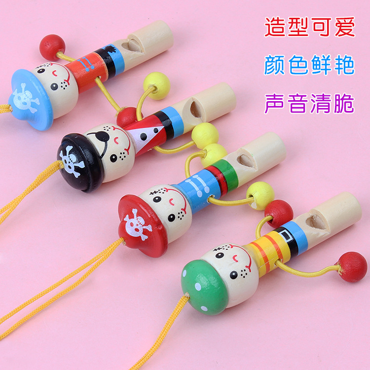Cute Cartoon Pirate Whistle Wooden Children&#039;s Whistle Cartoon Whistle Music Toys Children&#039;s Toys