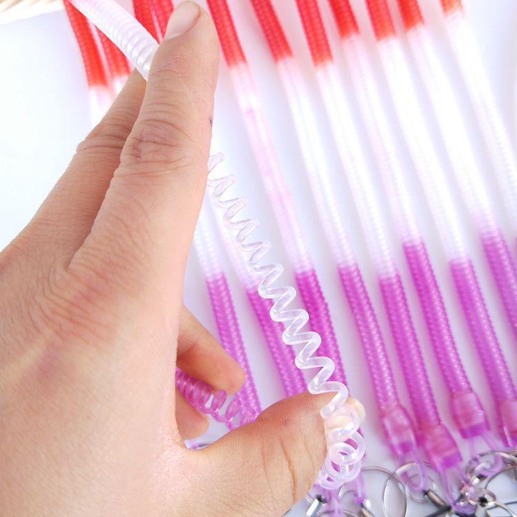 Spring Rope Plastic Spring Keychain Elderly Anti-Lost Spring Rope Keychain Pendant Wholesale