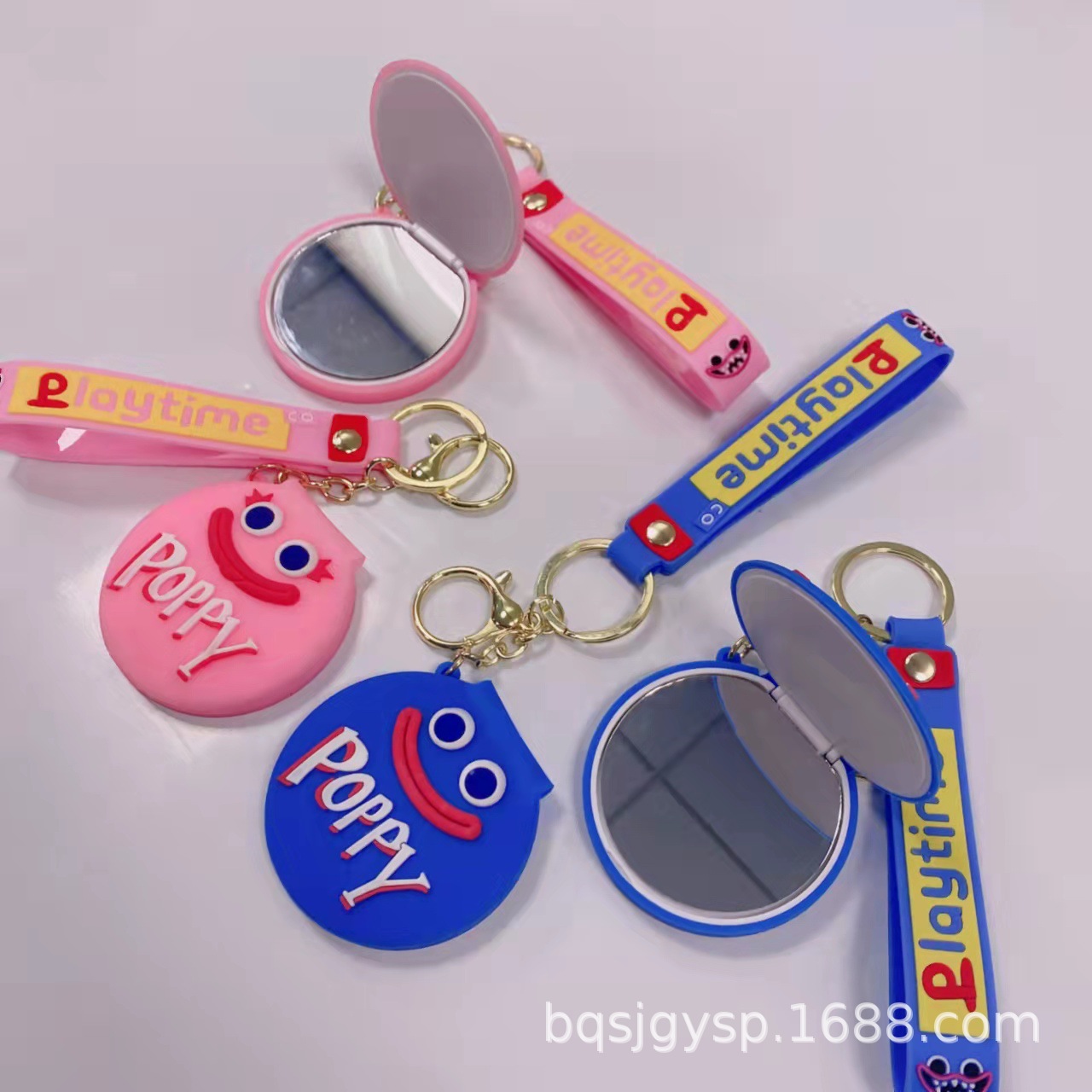 Cross-Border Poppy Playtime Cartoon Poppy Silicone Cosmetic Mirror Sausage Monster Keychain Pendant Folding Mirror
