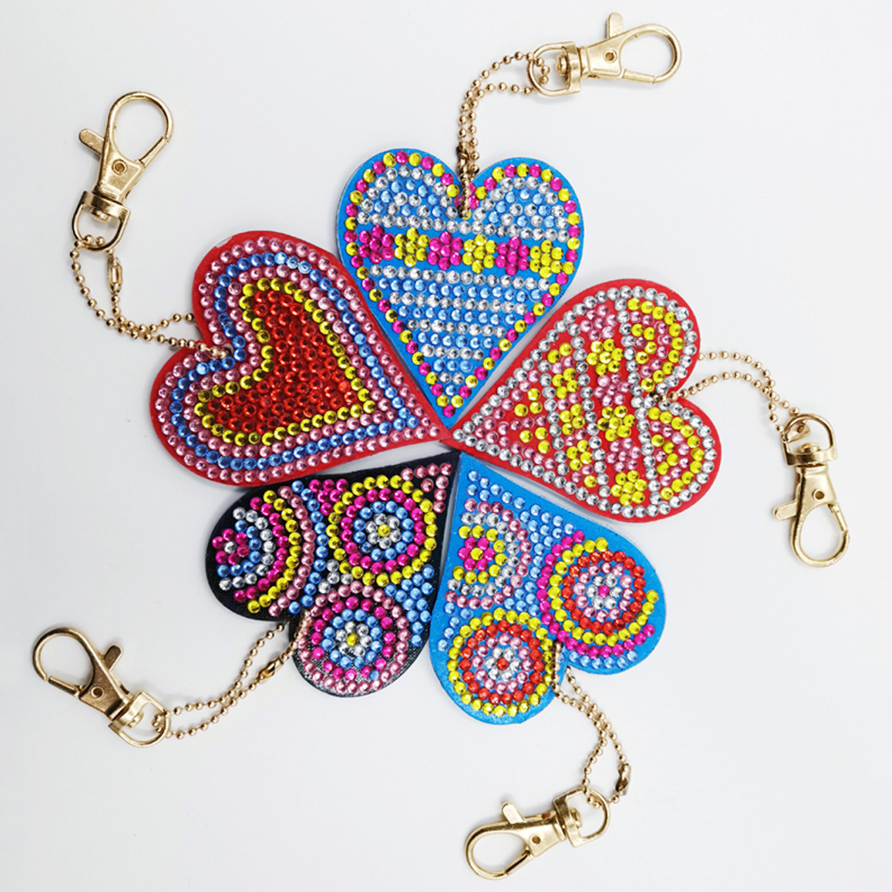 Amazon DIY Heart-Shaped Keychain Diamond Painting Valentine&#039;s Day Gift Hanging Painting Decorations Children&#039;s Handmade Hot Sale