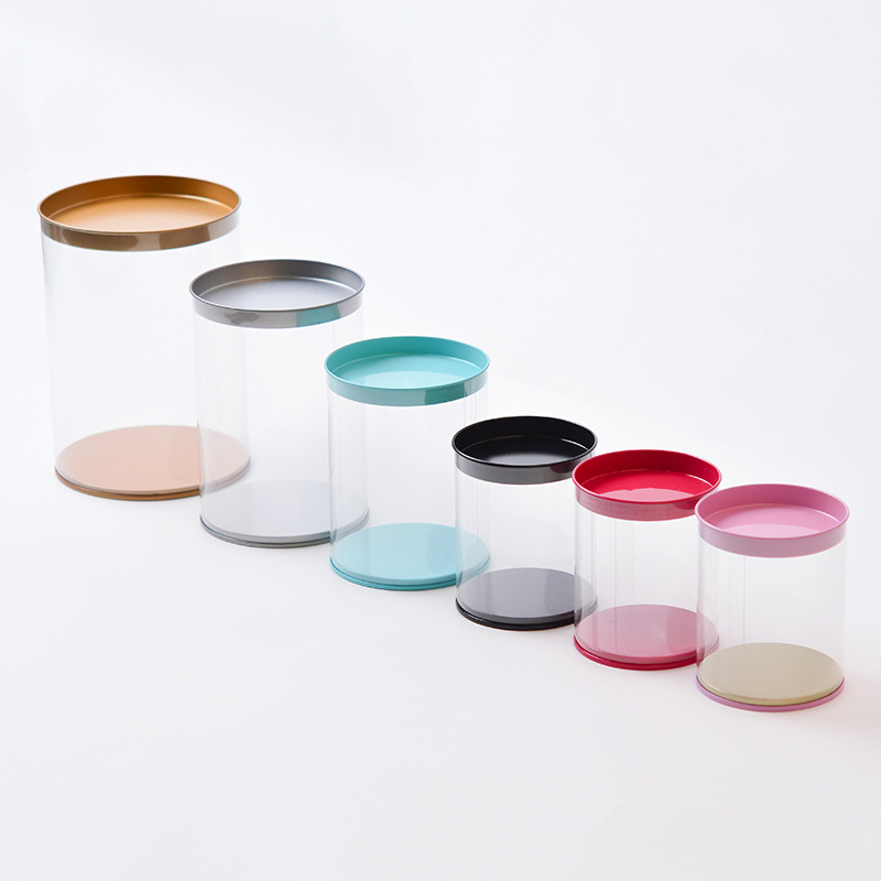 Creative Tinplate Lid Fully Transparent PVC Plastic Packing Box Keychain Rubber Band Packaging round Plastic Tank Creative Tinplate Lid Fully Transparent PVC Plastic Packing Box Keychain Rubber Band Packaging round Plastic Tank
