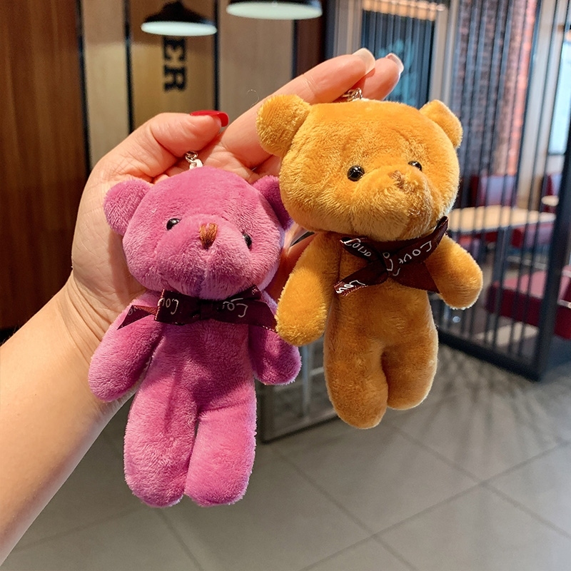 Plush Bear Keychain Female Ins Online Celebrities&#039; Cute Cartoon Key Chain DIY Car Pendant Couple Bags Pendant