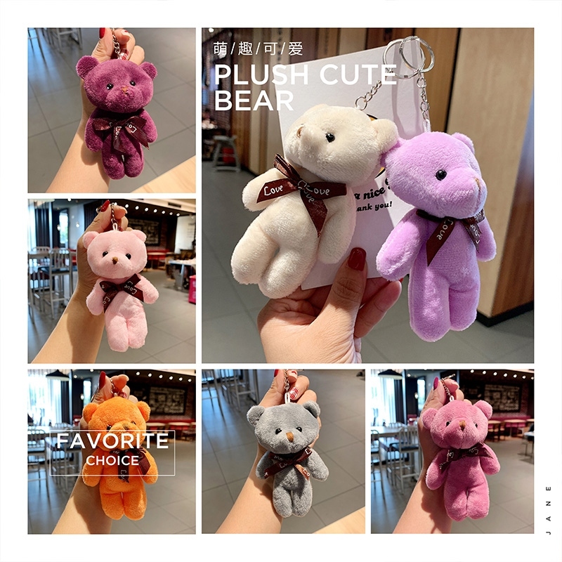Plush Bear Keychain Female Ins Online Celebrities&#039; Cute Cartoon Key Chain DIY Car Pendant Couple Bags Pendant