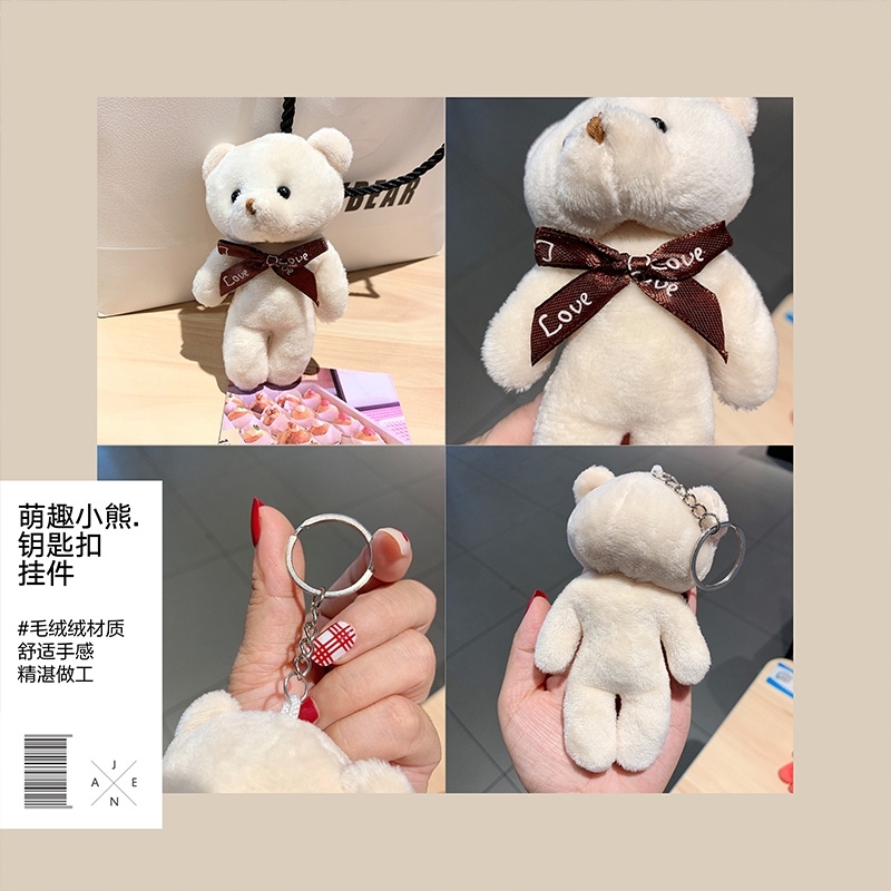 Plush Bear Keychain Female Ins Online Celebrities&#039; Cute Cartoon Key Chain DIY Car Pendant Couple Bags Pendant