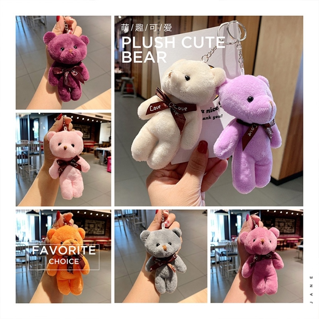 Plush Bear Keychain Female Ins Online Celebrities' Cute Cartoon Key Chain DIY Car Pendant Couple Bags Pendant