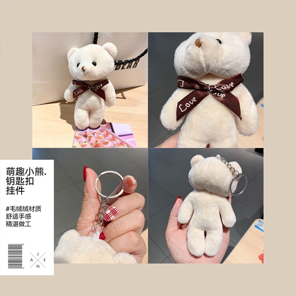 Plush Bear Keychain Female Ins Online Celebrities' Cute Cartoon Key Chain DIY Car Pendant Couple Bags Pendant