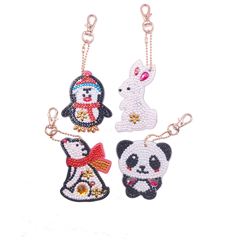 New Special-Shaped Diamond Rose Keychain DIY Bear Decorations Car Small Pendant Diamond Painting Four Sets