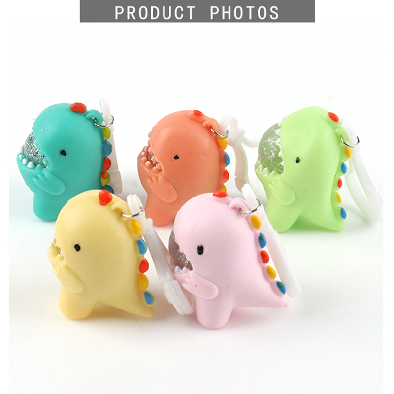 TPR Cartoon Dinosaur Keychain Squeezing Toy Soft Rubber Vent Ball Decompression Toy Finger Bubble Music Factory Direct Sales