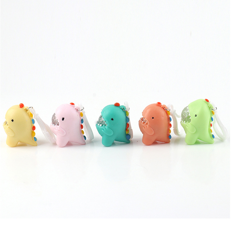 TPR Cartoon Dinosaur Keychain Squeezing Toy Soft Rubber Vent Ball Decompression Toy Finger Bubble Music Factory Direct Sales
