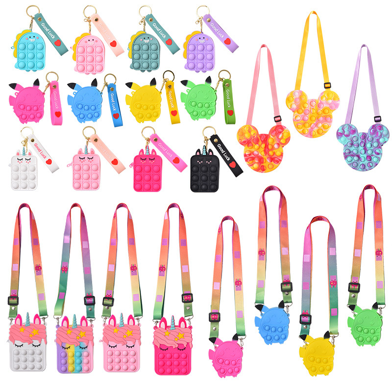 Mouse Killer Pioneer Coin Purse Children&#039;s Silicone Shoulder Messenger Bag Coin Purse Cute Keychain Bag Press Bubble