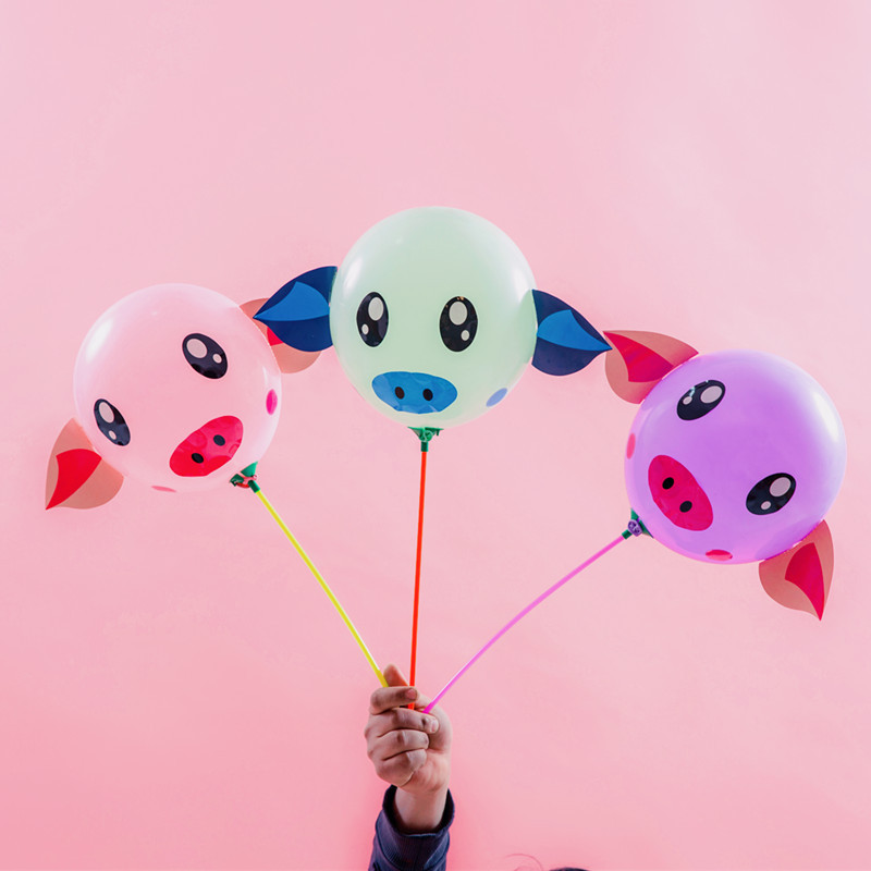 New Children&#039;s Luminous Net Red Balloon Transparent Pig Bounce Ball WeChat Push Activity Scan Code Small Gift