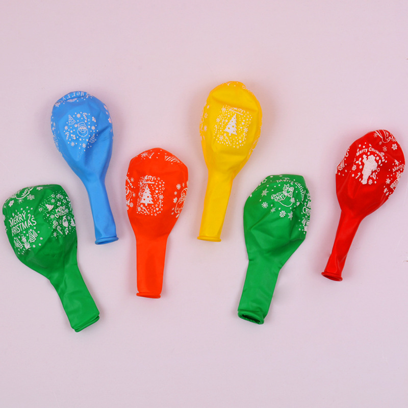 Cross-Border 12-Inch 2.8G Christmas Decorative Balloon Color Printing Rubber Balloons Party Mall Layout Decoration