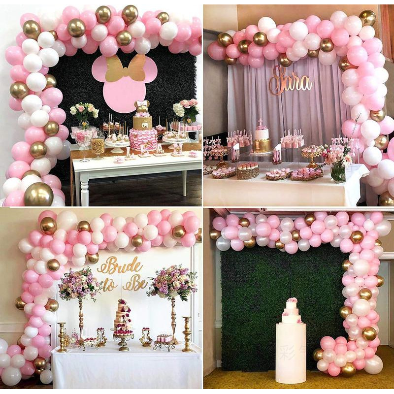 Cross-Border Hot Sale Macaron Pink Balloon Set Baby Ins Style Birthday Wedding Room Party Decoration 117pcs