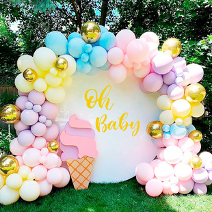 Cross-Border Hot Sale Macaron Pink Balloon Set Baby Ins Style Birthday Wedding Room Party Decoration 117pcs