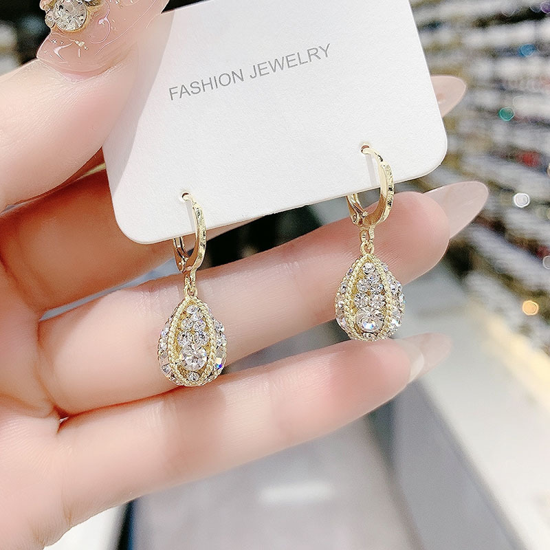 [Confession Balloon] Live Broadcast Hot-Selling Earrings Female Water Drop Ear Clip Fashion Exquisite Online Influencer Refined Eardrops Earrings