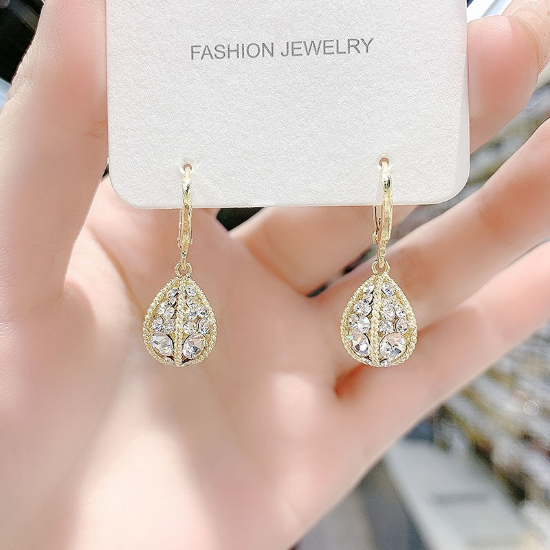 [Confession Balloon] Live Broadcast Hot-Selling Earrings Female Water Drop Ear Clip Fashion Exquisite Online Influencer Refined Eardrops Earrings