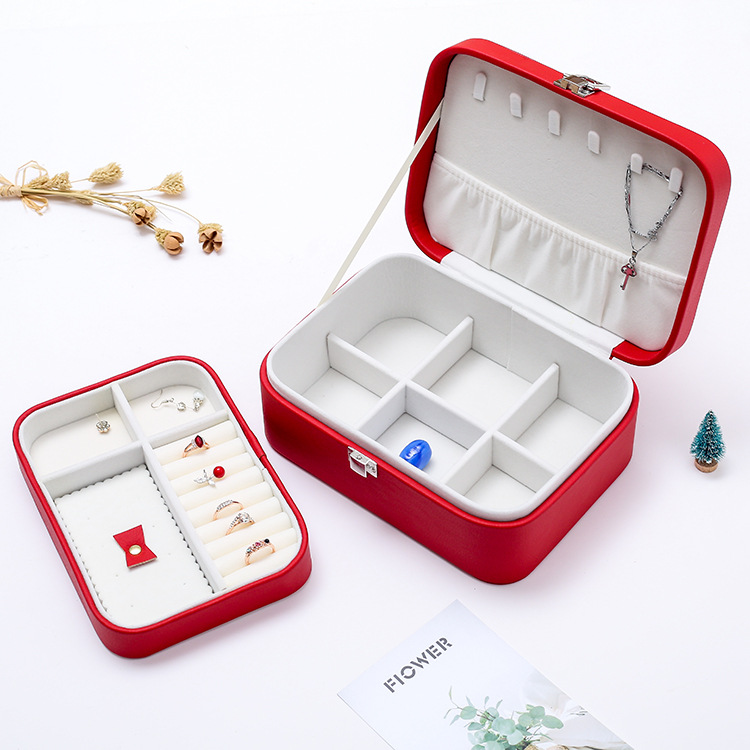 Factory Direct Sales Double-Layer Jewelry Box Jewelry Storage Box Korean Watch Necklace Ear Stud Ring Box Simple Packing Box