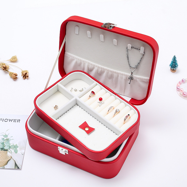 Factory Direct Sales Double-Layer Jewelry Box Jewelry Storage Box Korean Watch Necklace Ear Stud Ring Box Simple Packing Box
