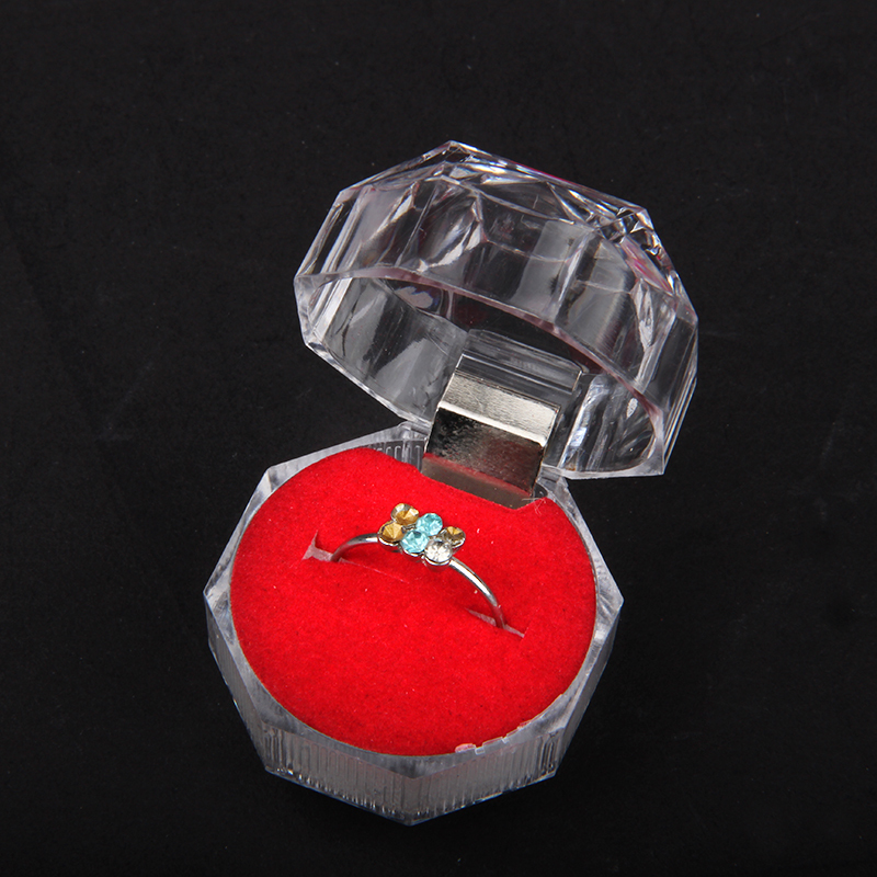 Small plastic transparent octagonal ring box earrings box jewelry box packing gift trinket box
