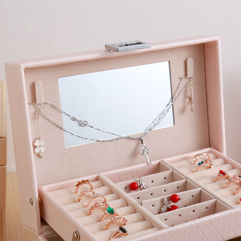 Three-Layer Automatic Drawer Jewelry Box Jewelry Storage Box Korean Watch Necklace Ear Stud Ring Box Simple Packing Box