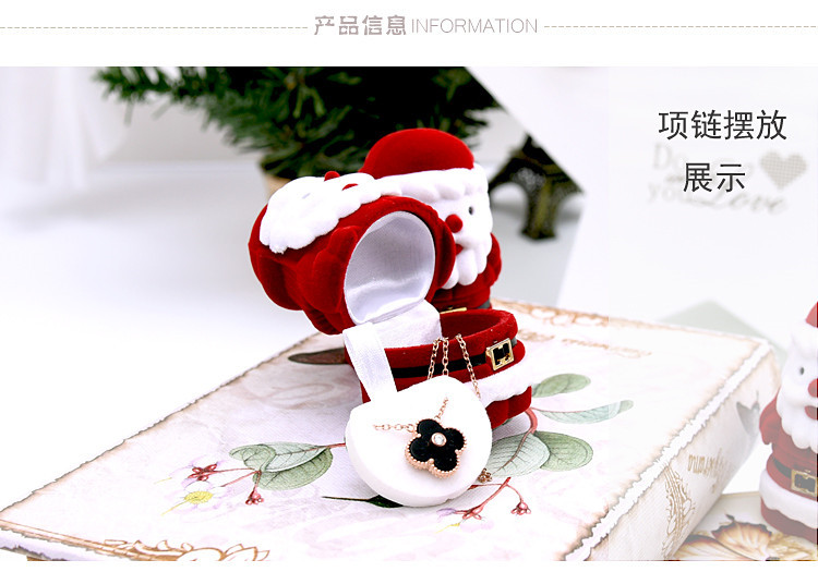 Cute Santa Claus Cartoon Ring Box Necklace Storage Box Cute Velvet Box Cartoon Shape Ring Box