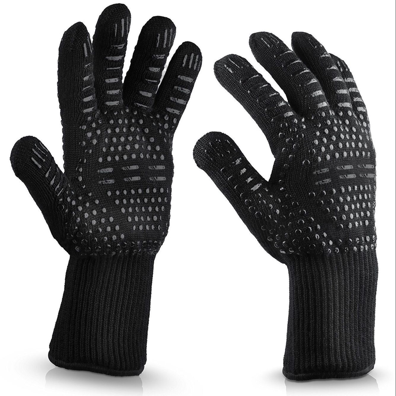 Factory Direct Sales High Temperature Resistant Silicone Non-Slip Gloves BBQ Barbecue Heat Insulation Oven Baking Anti-Scald Protective Gloves