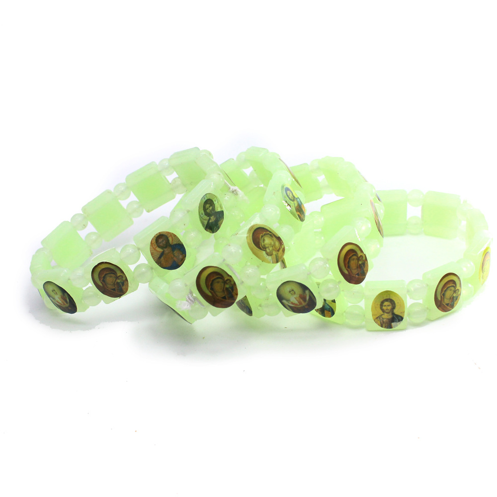 Luminous sticker icon bracelet religious orthodox plastic stretch bracelet 9.5g Luminous sticker icon bracelet religious orthodox plastic stretch bracelet 9.5g
