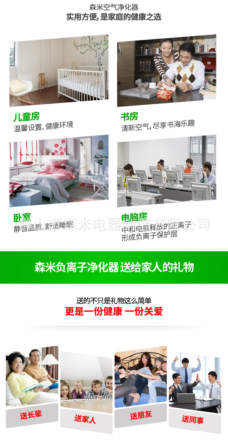 Senmi Anion Air Purifier Anion Generator Radiation-Proof Mini Oxygen Bar Office Gift Health Product