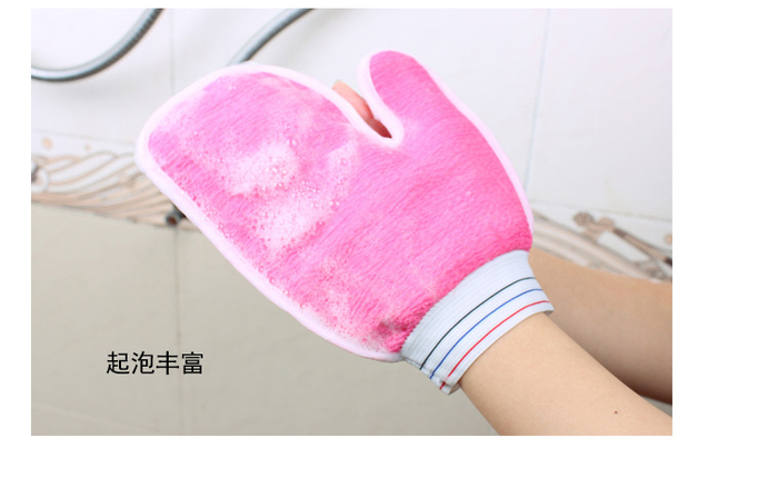 A color duplex type double face towel bath gloves A color duplex type double face towel bath gloves