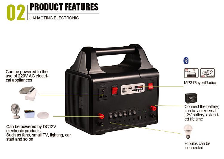 Solar Generator Household 220V AC Output Multifunctional Bluetooth Radio Power Generation System with Inverter