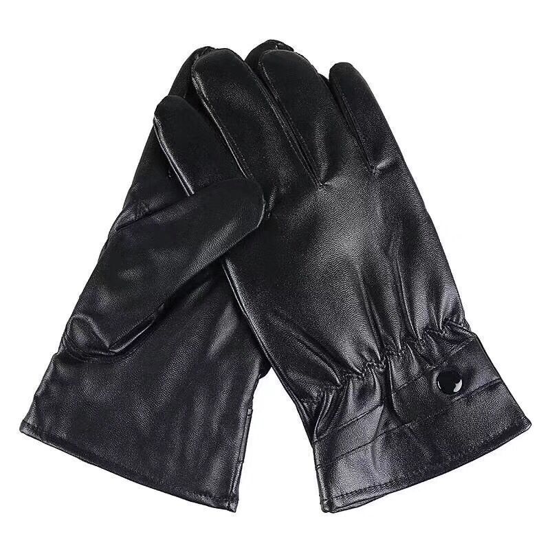 Touch Screen PU Leather Gloves Wholesale Men&#039;s and Women&#039;s Winter Warm Gloves Thickened Fleece-Lined Trendy Black Special Offer Gifts